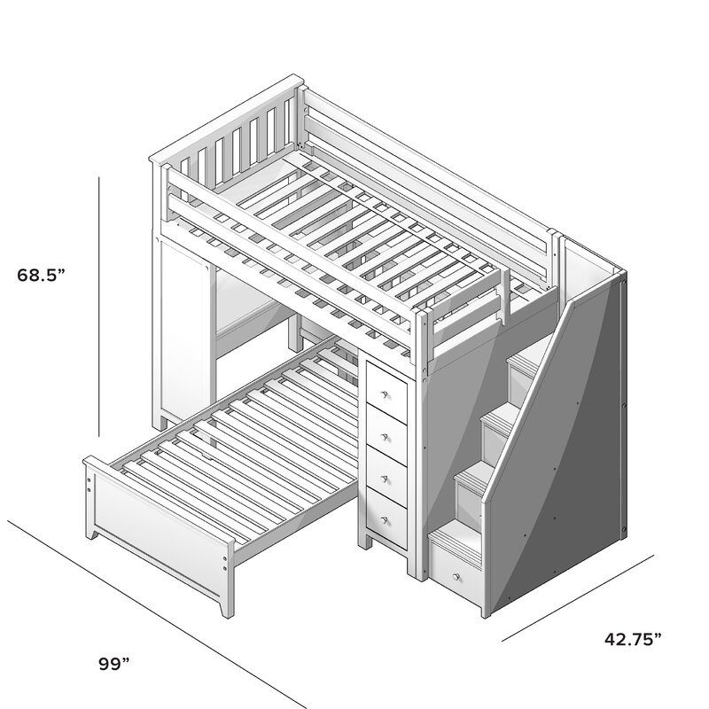 Chester 4 Loft Bunk Bed Stairs Desk & Storage Grey