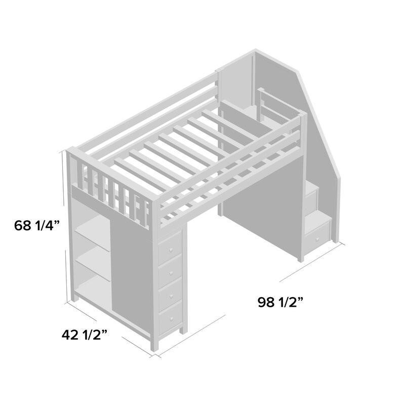 Chester Twin Loft Bed with Stairs & Storage White