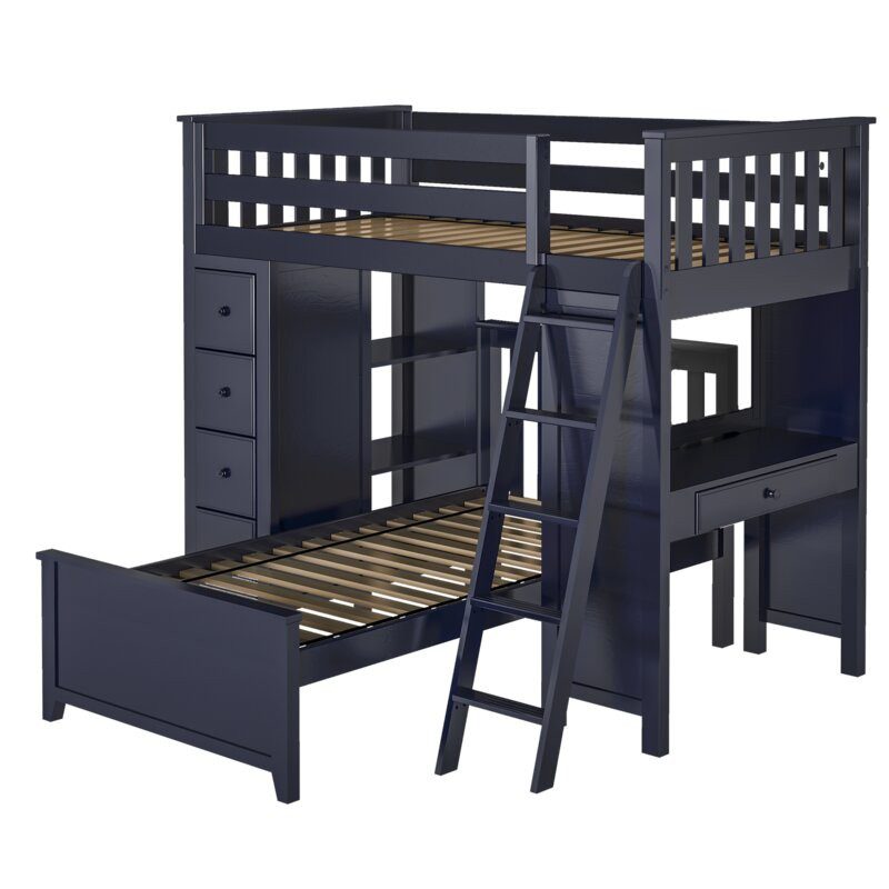 Kensington 1 Loft Bunk Bed Storage & Desk Solid Wood