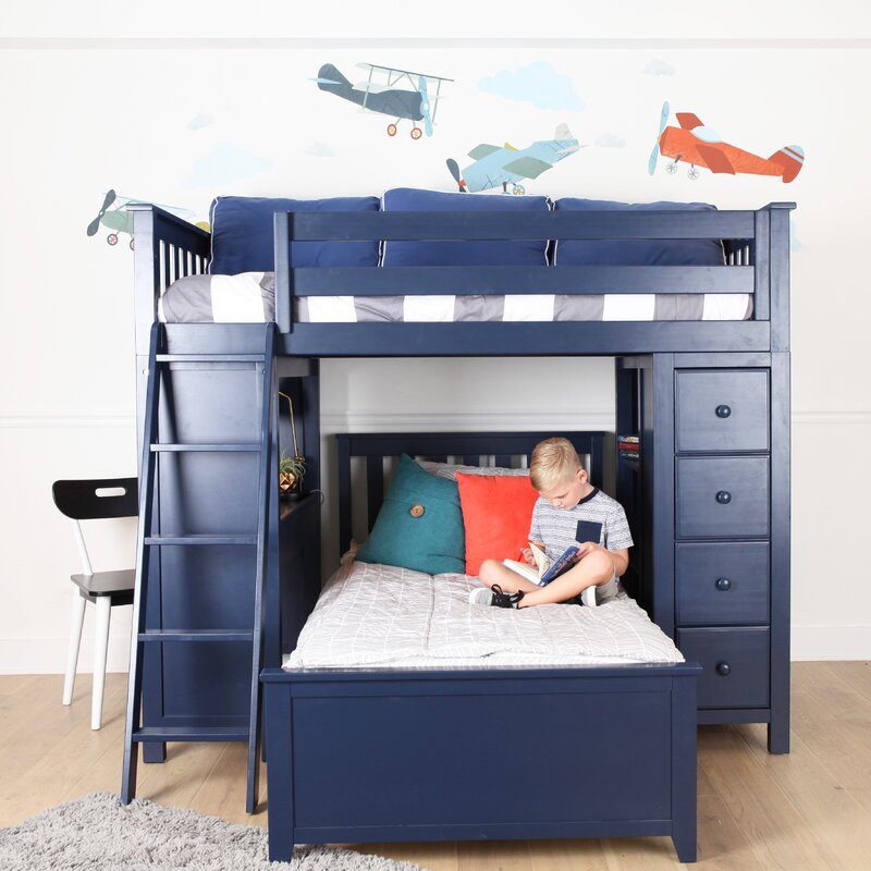 Kensington 1 Loft Bunk Bed Storage & Desk Solid Wood