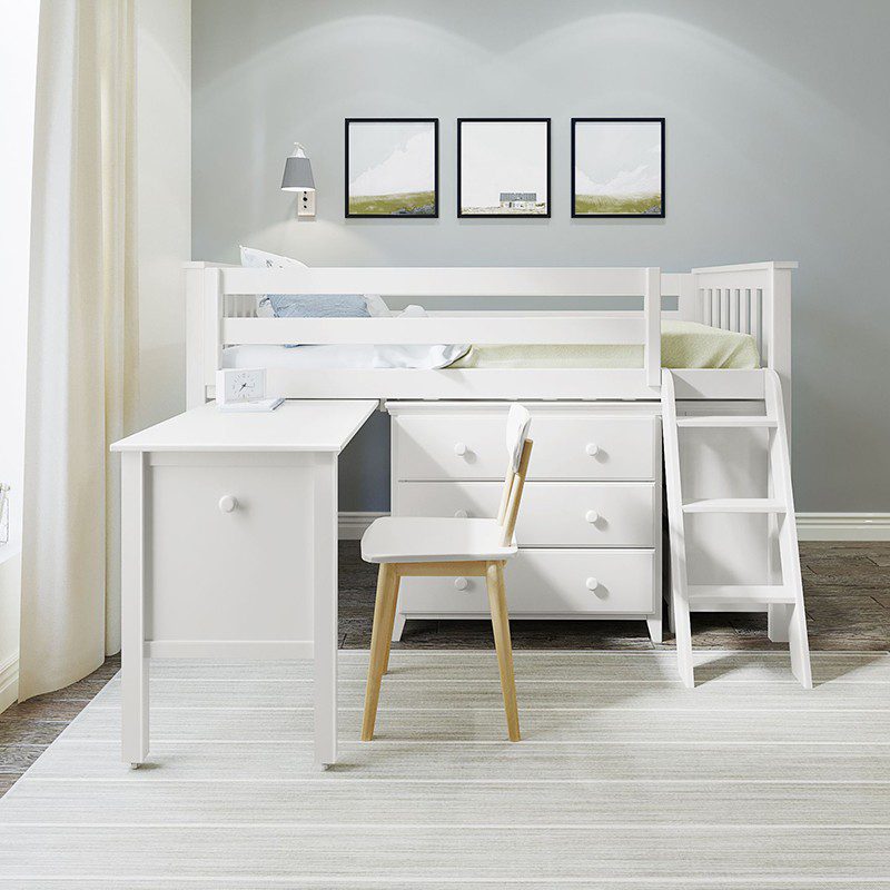 Jackpot Windsor Loft Bed Storage & Desk White