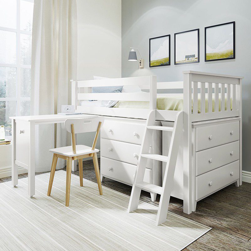 Jackpot Windsor Loft Bed Storage & Desk White
