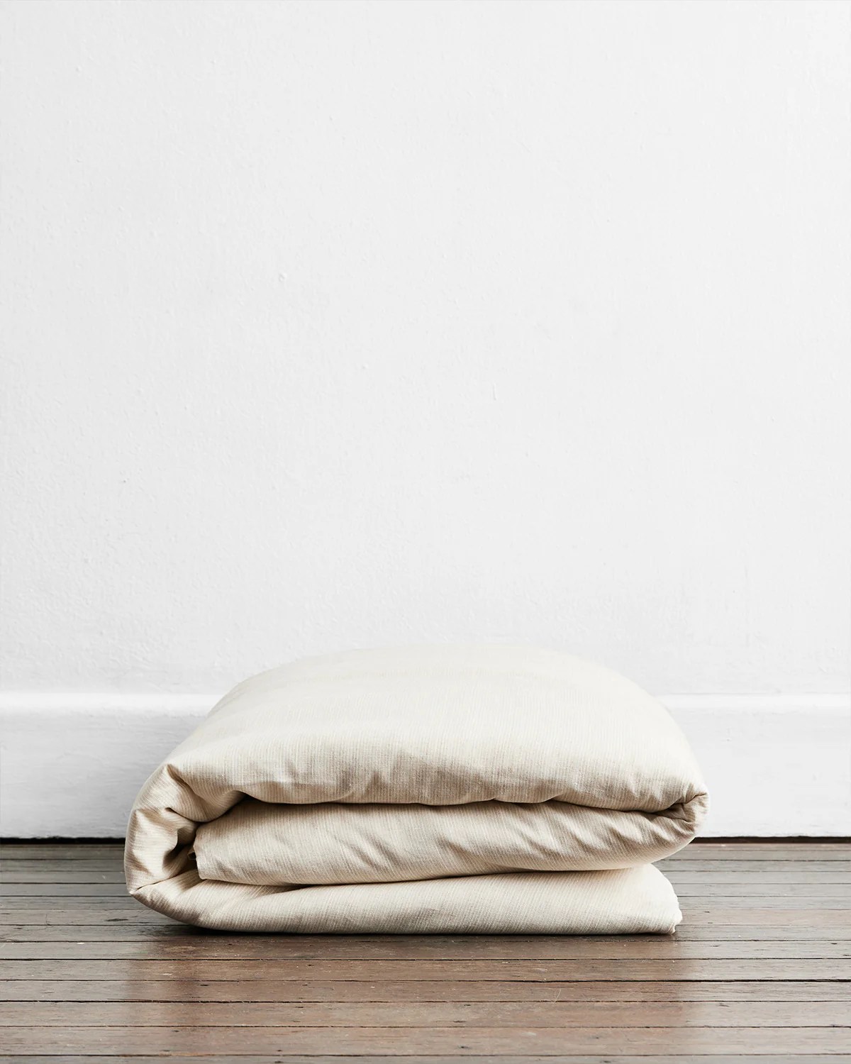 Oatmeal & White Stripe 100 French Flax Linen Duvet Cover Bed Threads