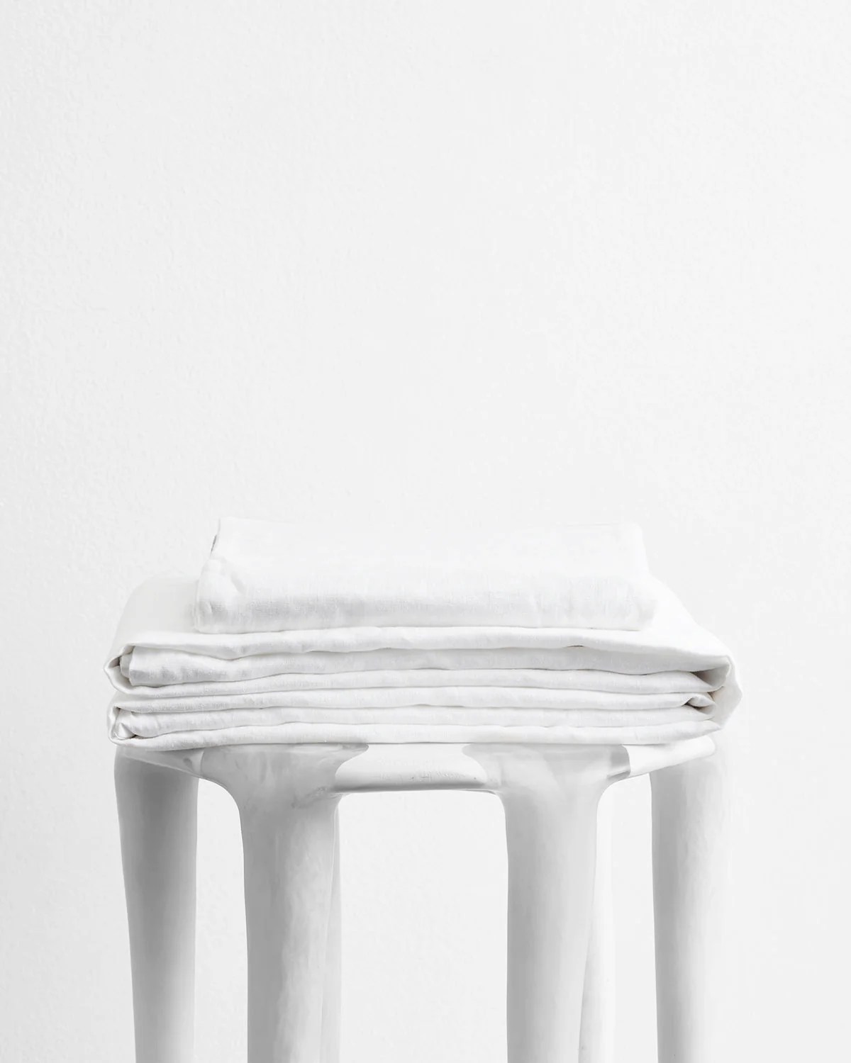 White 100 French Flax Linen Sheet Set Bed Threads