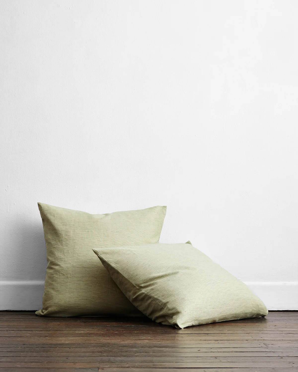 Sage & Olive Stripe 100 French Flax Linen European Pillowcases (Set o
