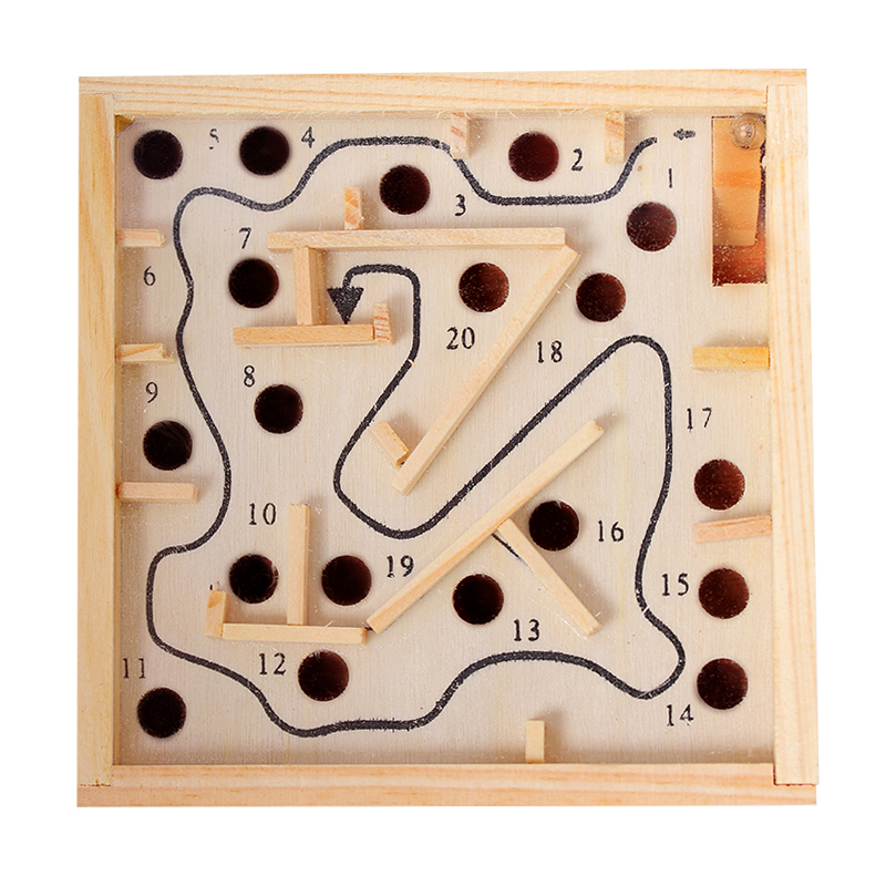 Mini Wooden Labyrinth Game Play on Hand toy