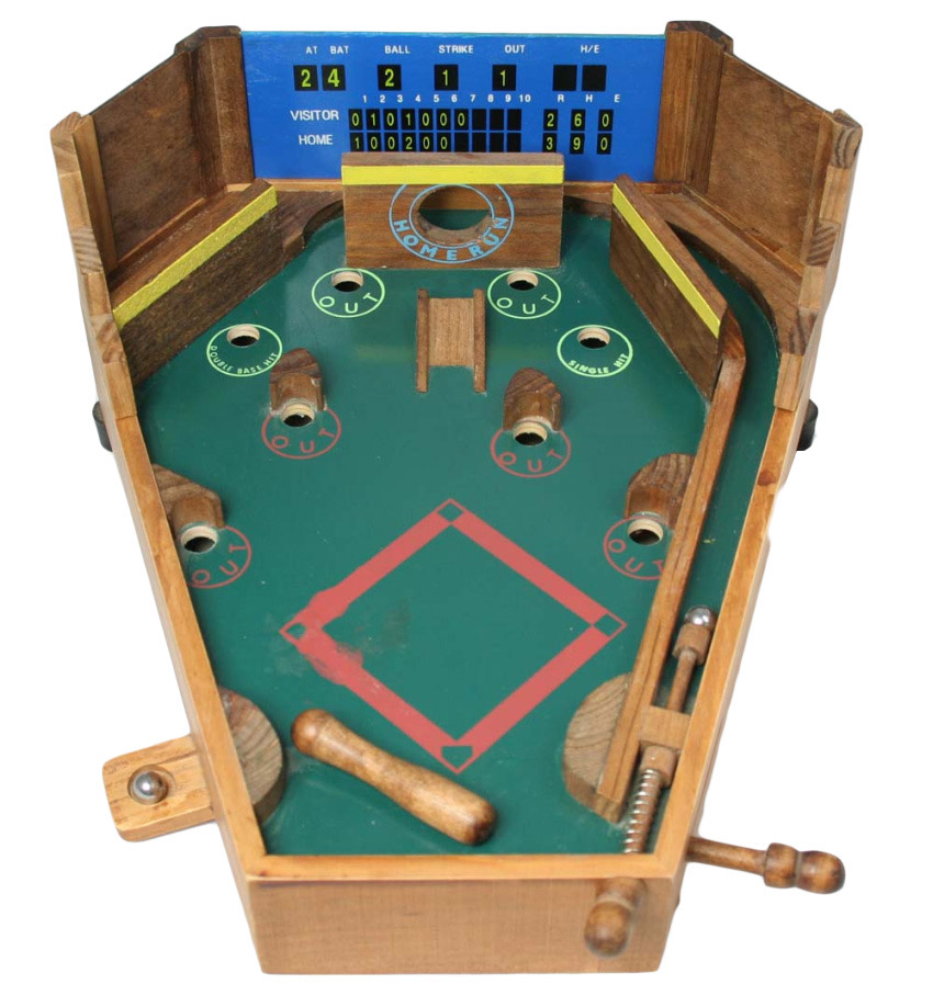 Wooden Pinball Game Circa Baseball Pinball Game