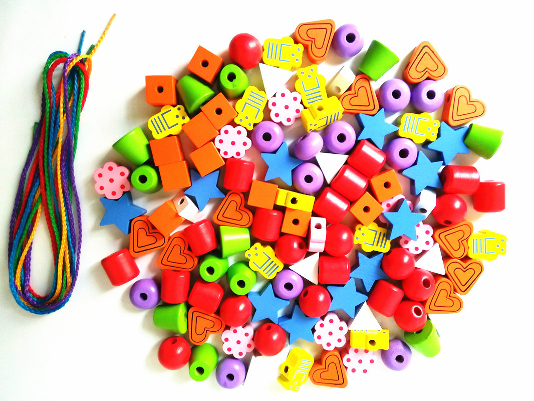 Wooden Lacing Beads Toy wooden baby learning toy
