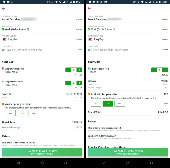 Zomato Now Lets You Add A Delivery Tip in App Beebom