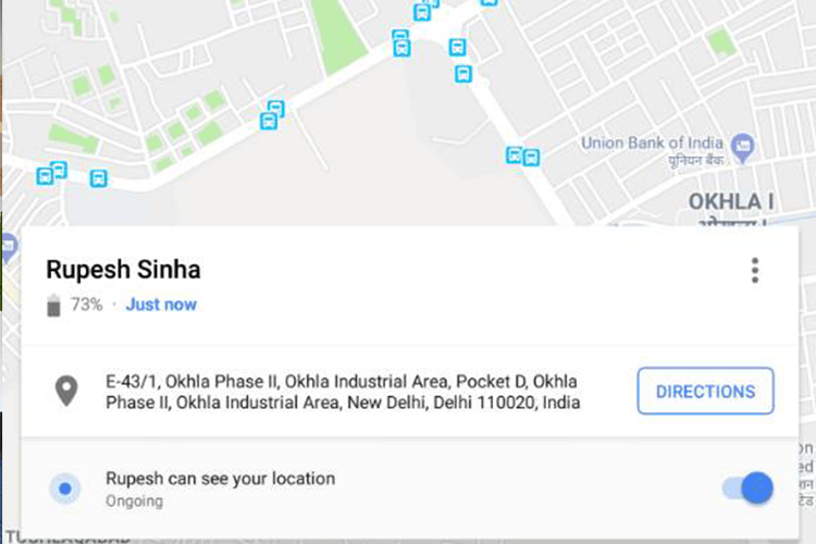 Google Maps Live Location Now Also Shows Battery