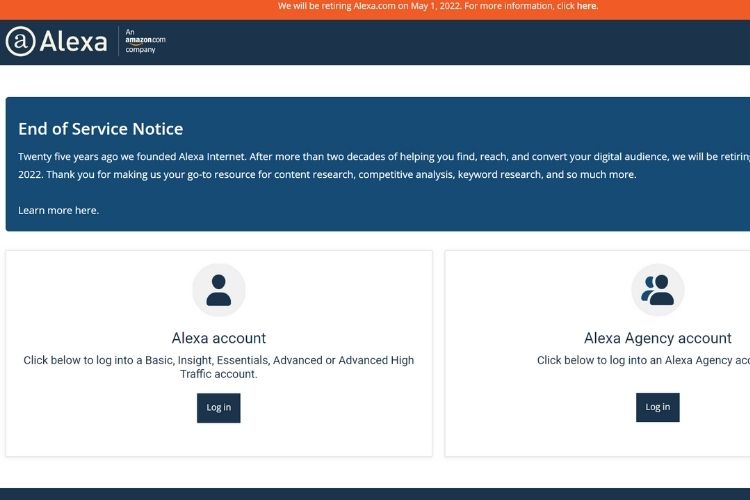 Amazon's Website Ranking Platform to Shut Down