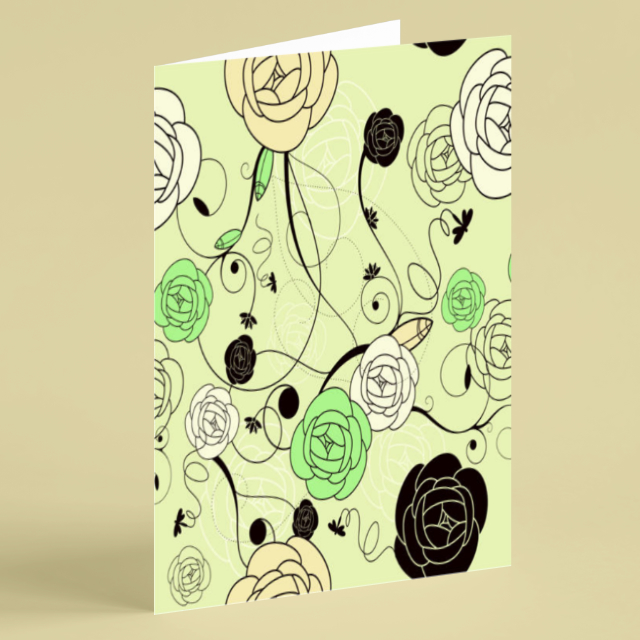 Flowers with pale green background birthday card Beebooh