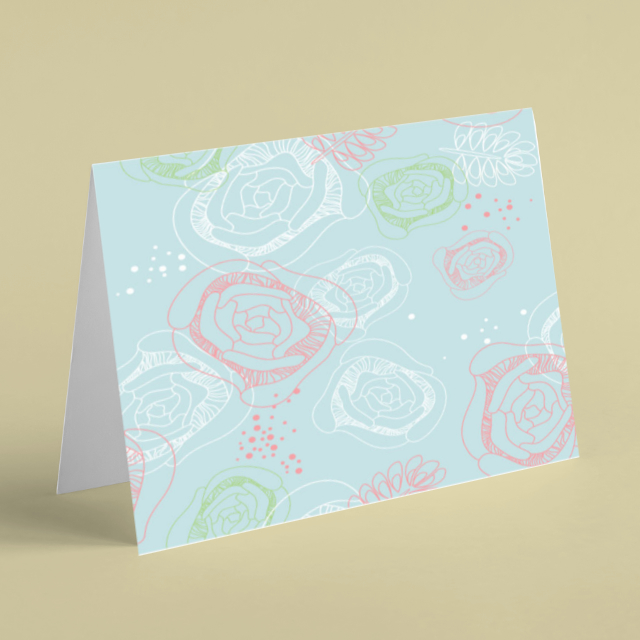 Flowers with pale blue background birthday card Beebooh