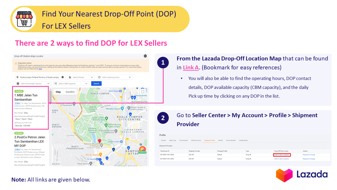 Find your nearest Drop Off Point Lazada Seller Center
