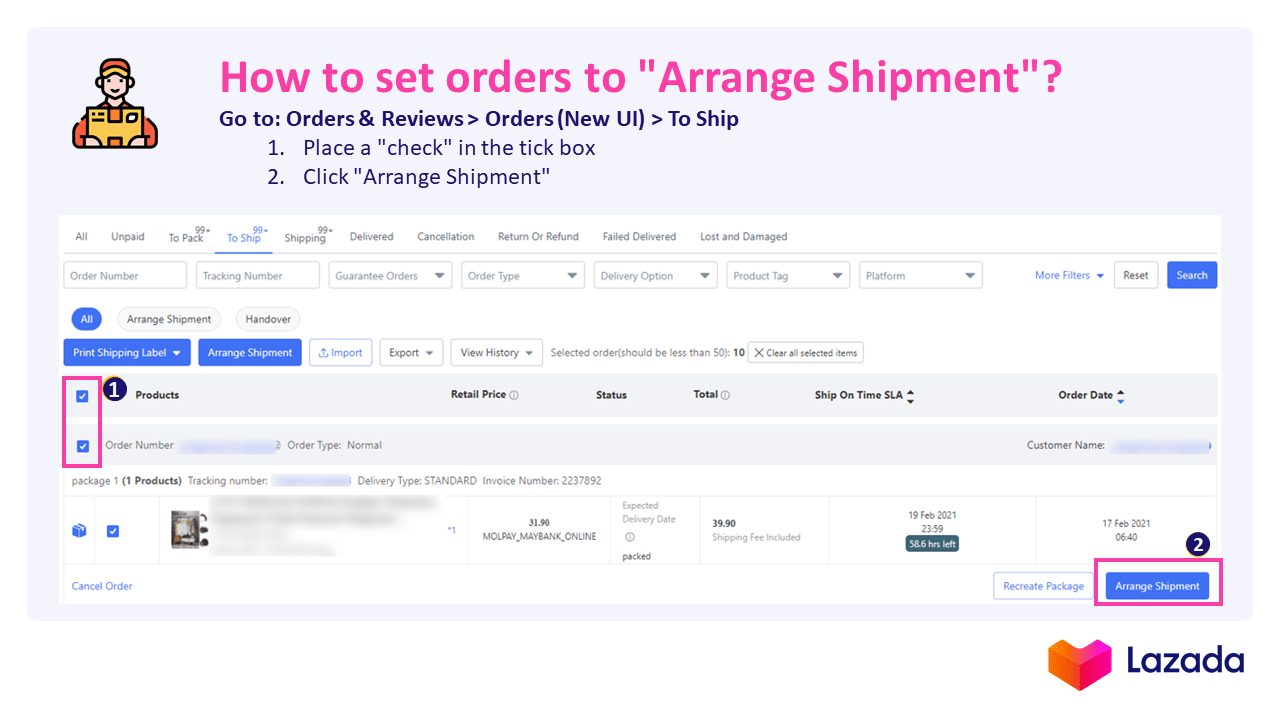 Setting orders to Arrange Shipment/ Ready to Ship (RTS) Lazada Seller