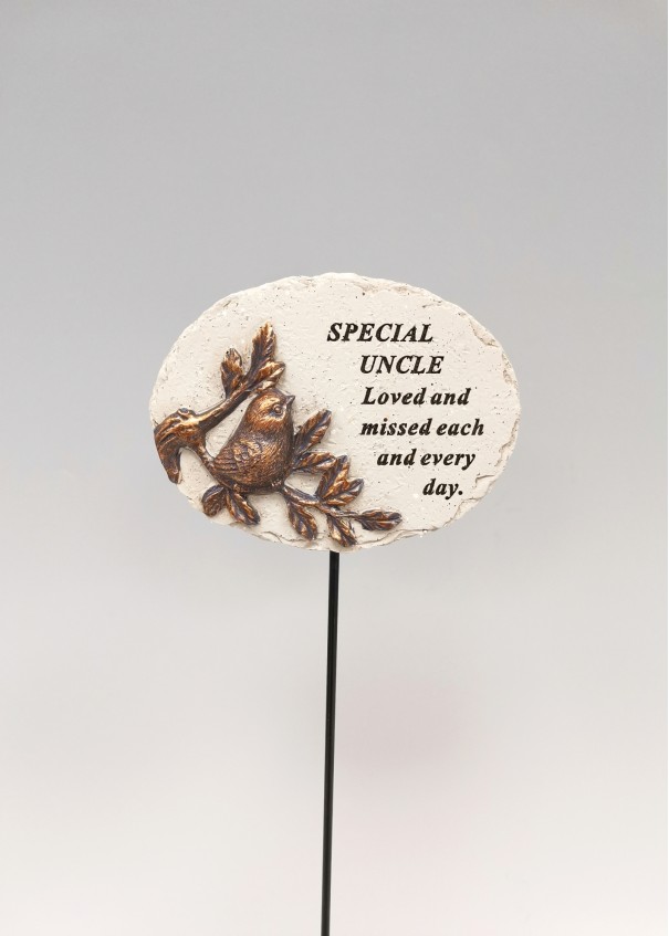 Grave ornament UNCLE bird stick Beechmount Garden Centre