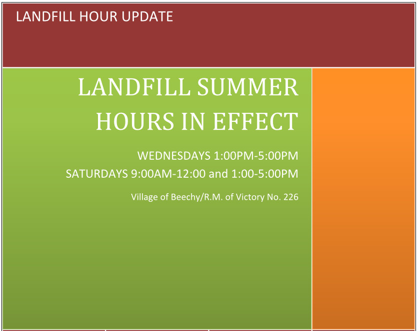 Summer Landfill Hours Beechy, Saskatchewan