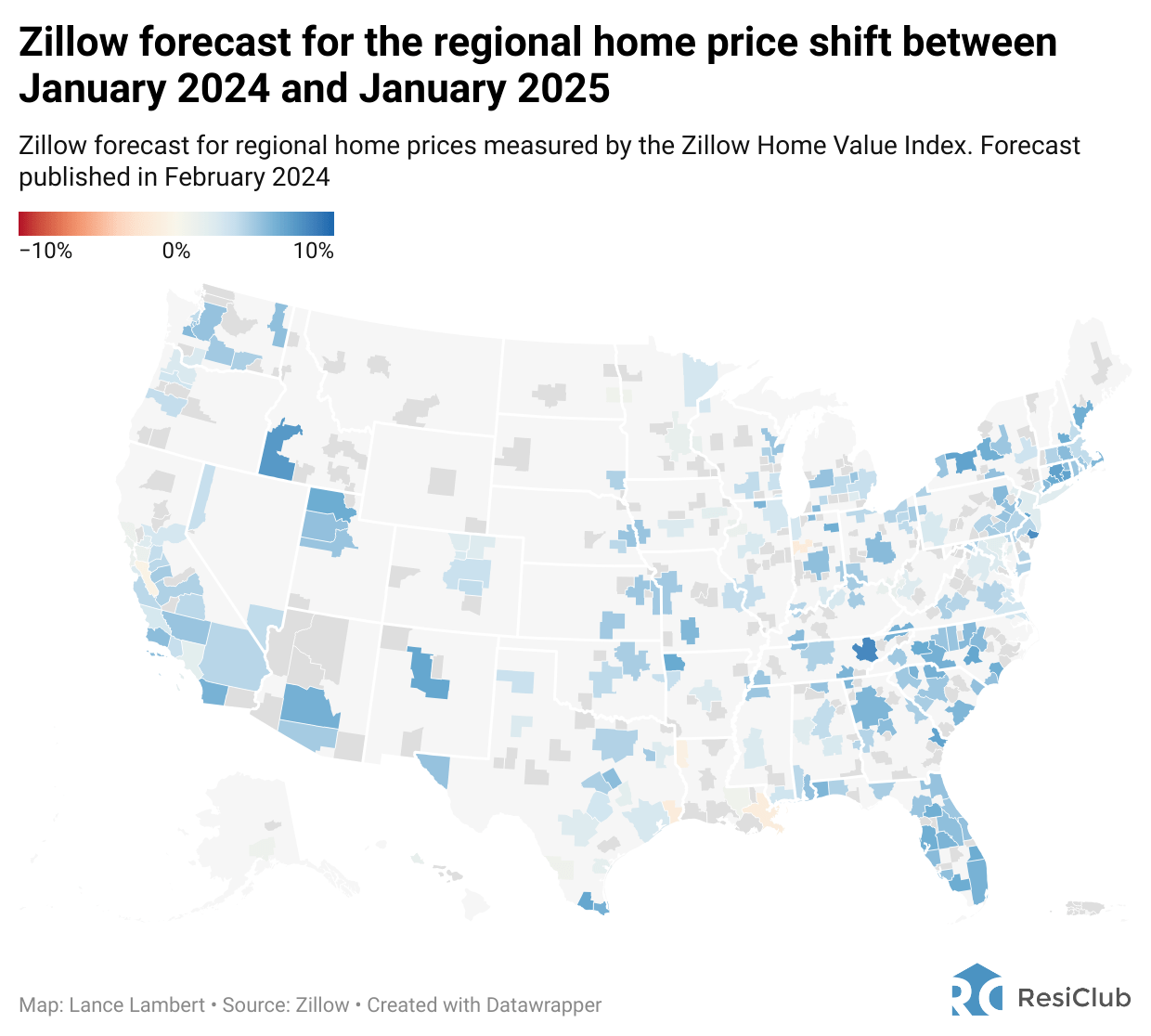 Map Zillow's latest home price forecast for America's largest housing(04)