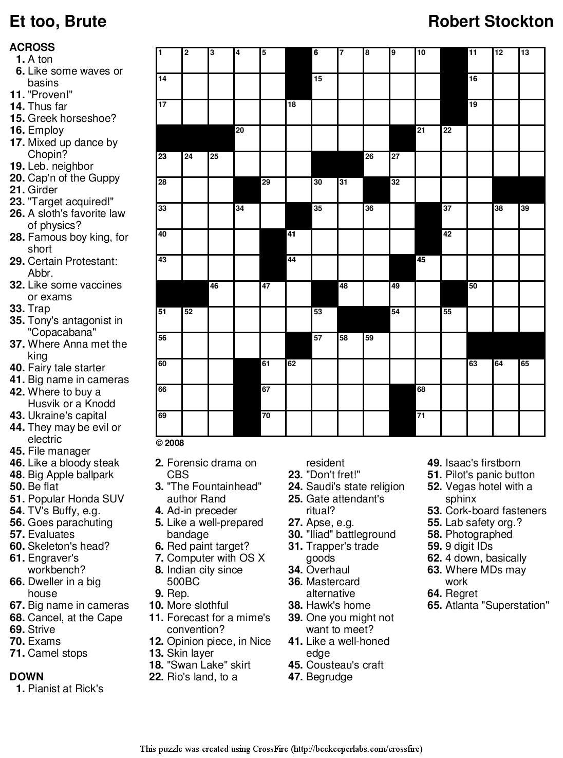 Beekeeper Crosswords New Puzzles every Wednesday