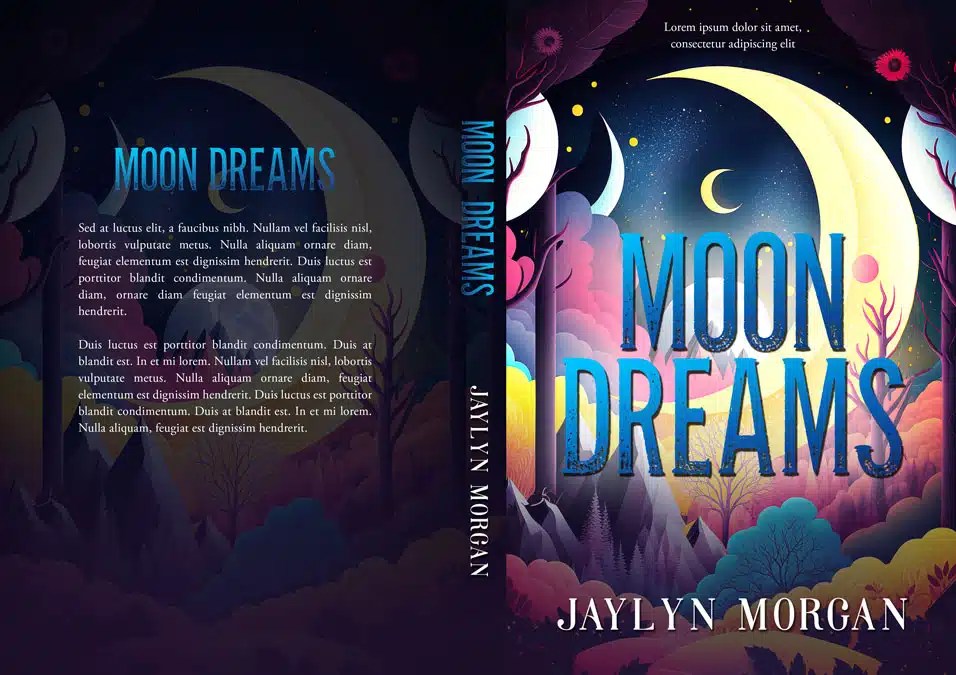 Moon Dreams Illustrated Fantasy Premade Book Cover For Sale
