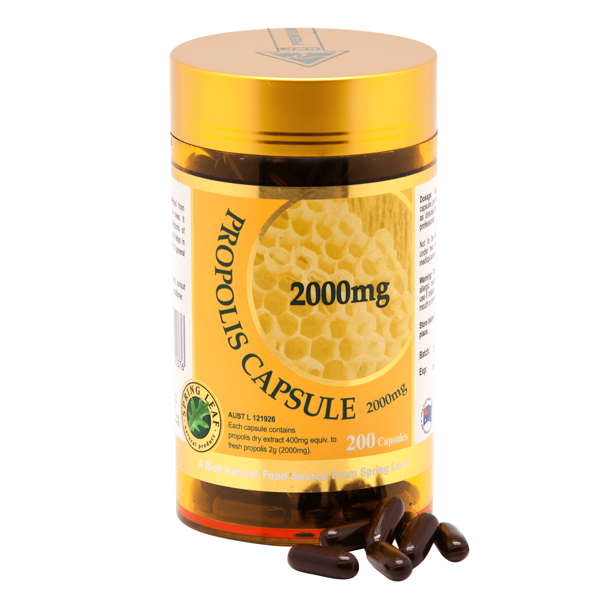 Propolis 2000 mg Capsule Australia 200 Capsules Spring Leaf BeeVitamins
