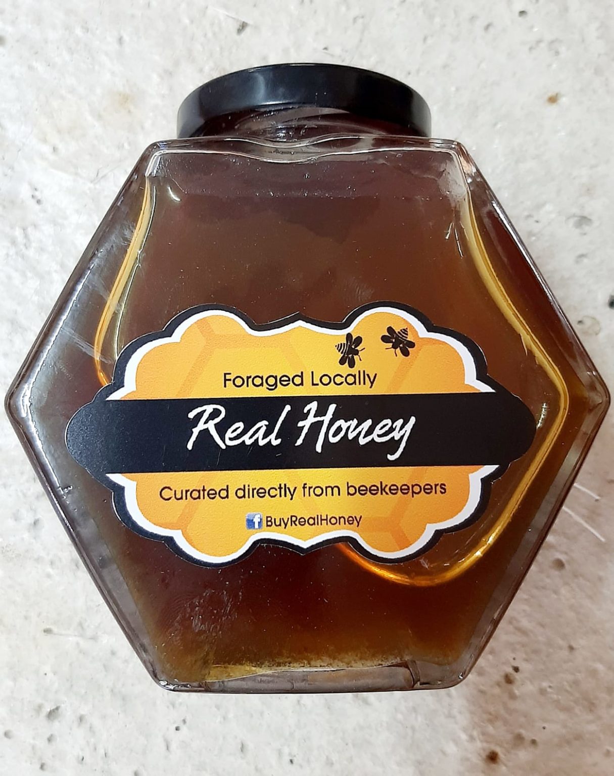 Real Honey 500g Hexagon Jar Bee Ware