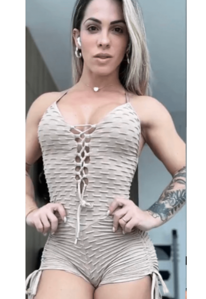 Be Fit Nude Bubble Lace UP Scrunch Butt Romper - Be Fit Apparel