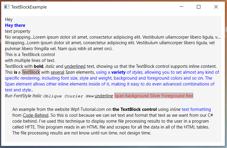 WPF TextBlock Control