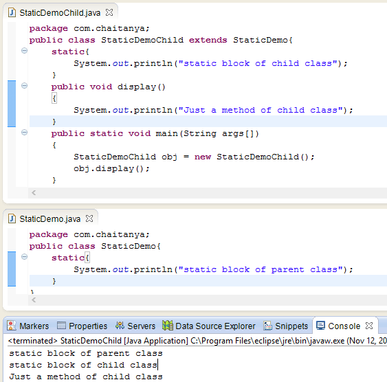 Static class constructors java