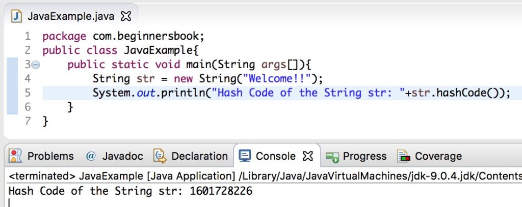 Java String trim() and hashCode() Methods with examples