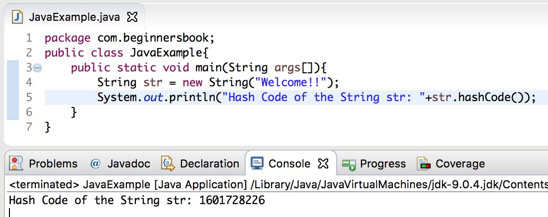 Java String trim() and hashCode() Methods with examples