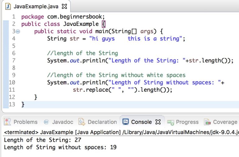 Java String length() Method with examples