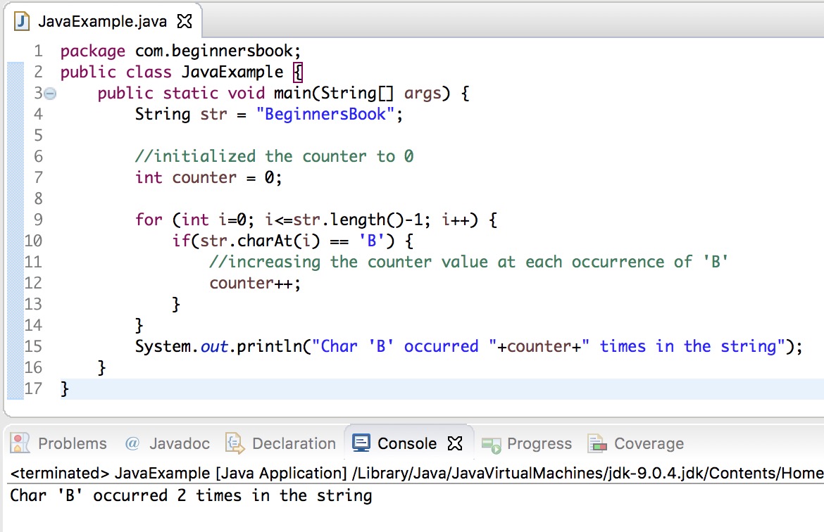 Java String charAt() Method example