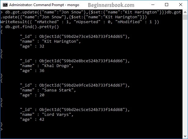 MongoDB Update Document in a Collection