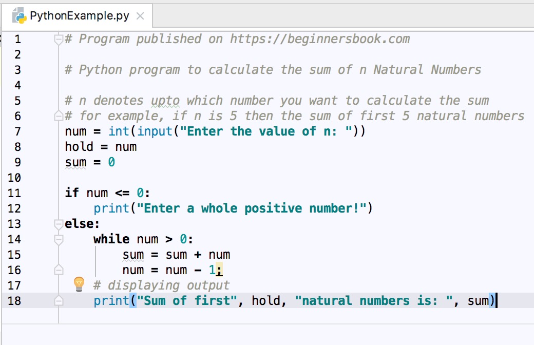 Python Program to Find Sum of n Natural Numbers