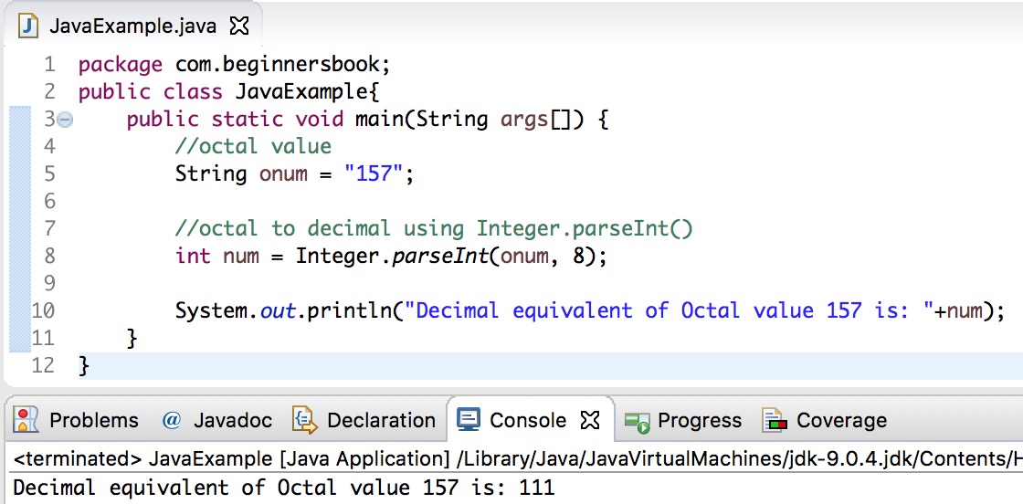 Java Octal to Decimal Conversion with examples