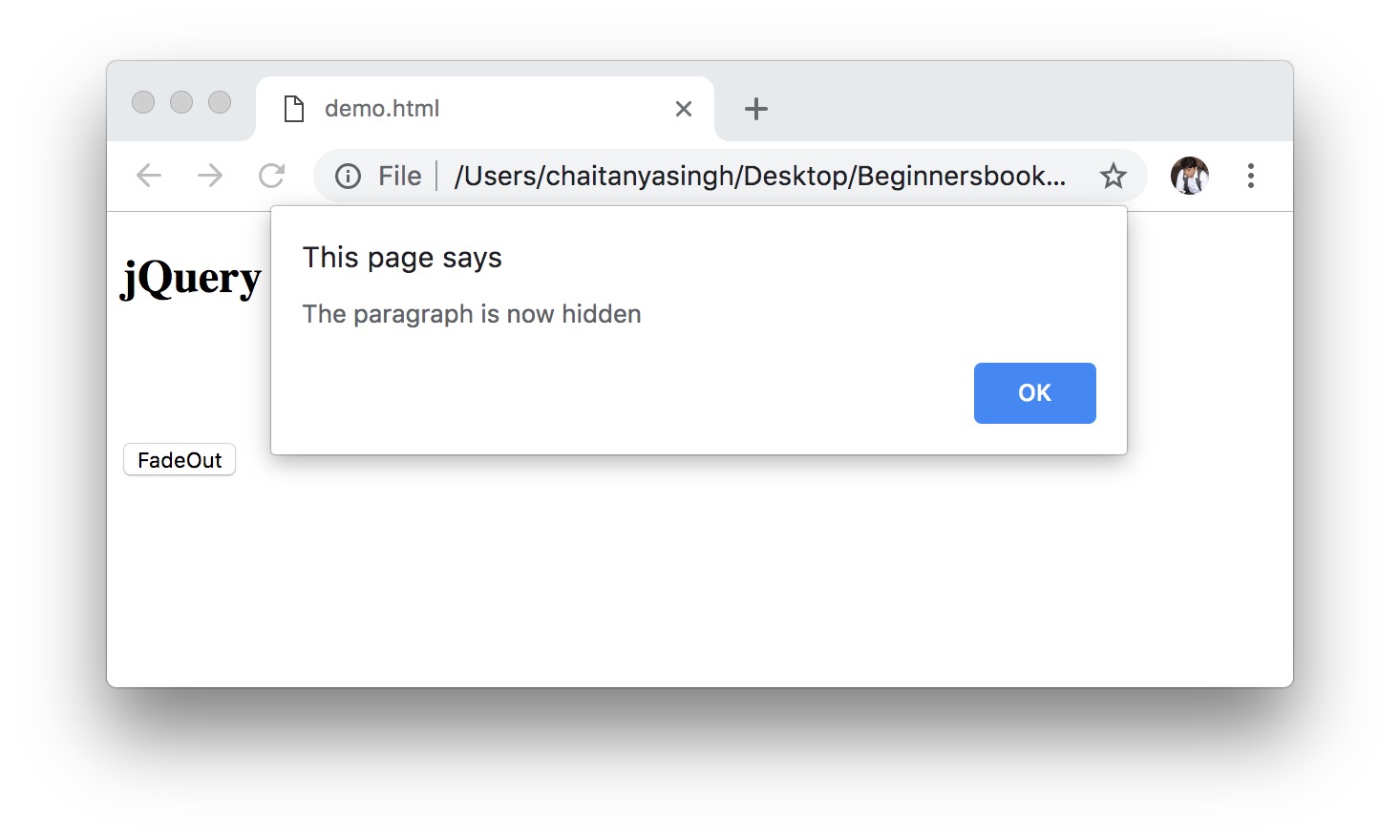jQuery fadeOut() Effect