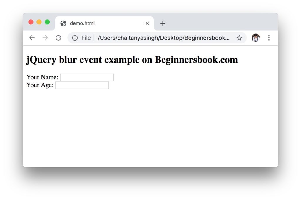 jQuery blur() method