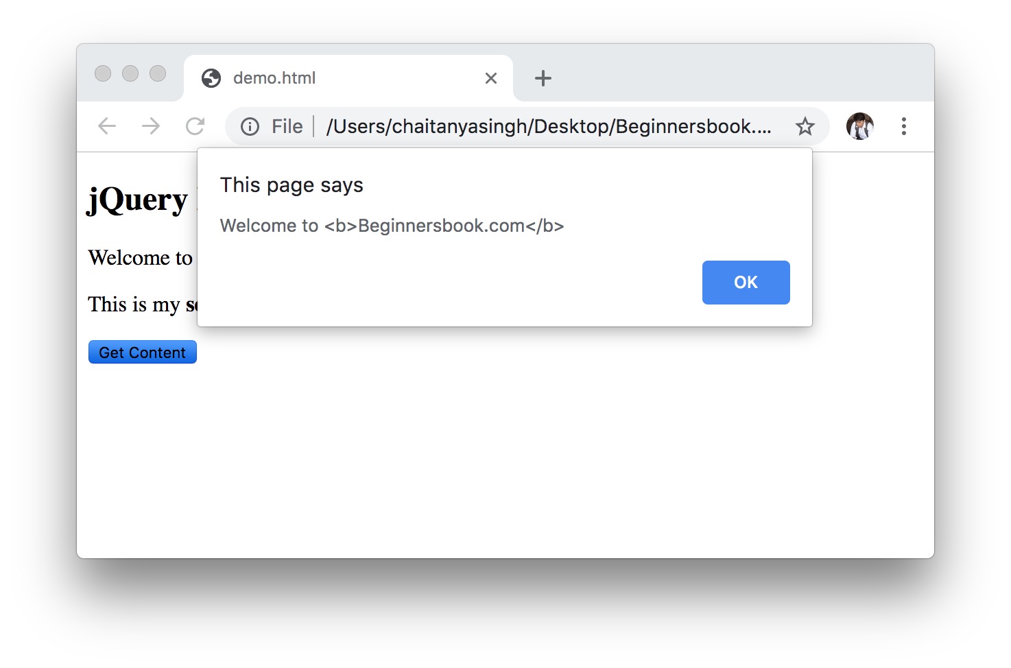 jQuery html() method