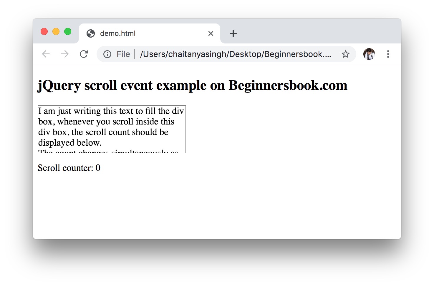 jQuery scroll() Method