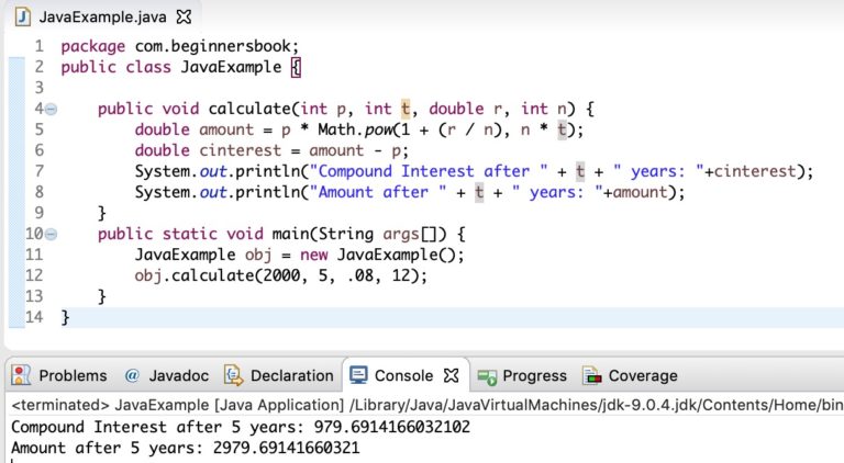 Java Program to Calculate Compound Interest