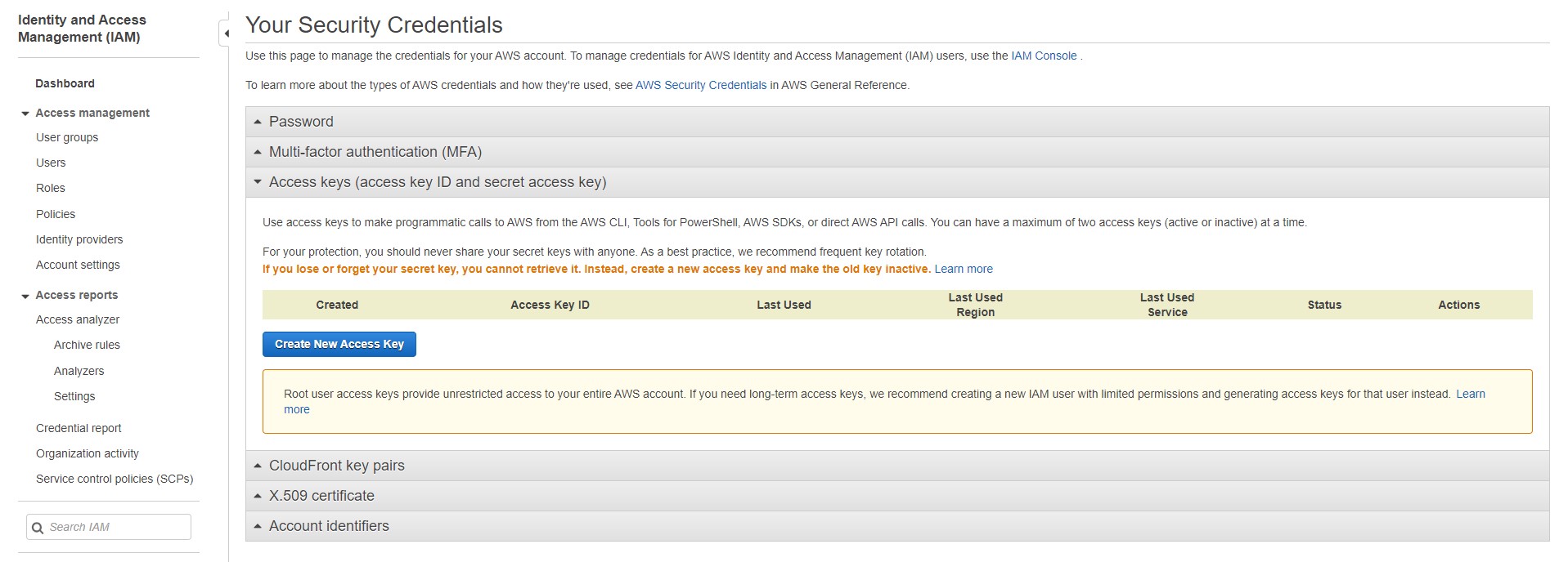 Create access key in aws console BeginnersBug