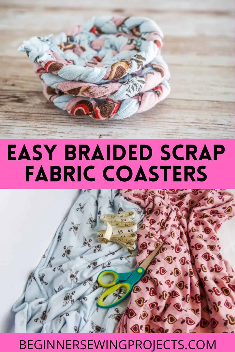 How To Make Braided Coasters Easy Scrap Fabric Busting Project