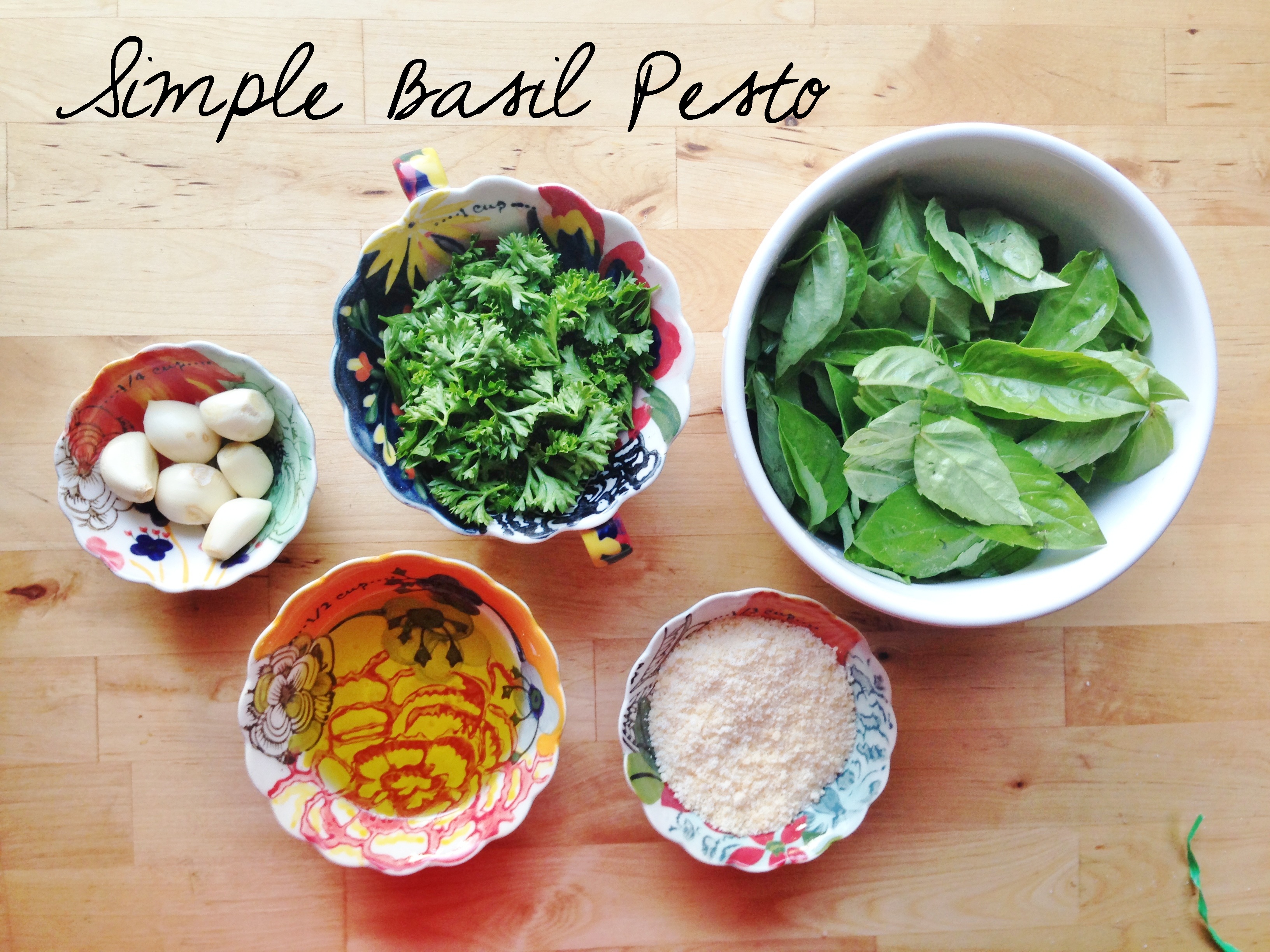Simple Basil Pesto Beginning in the Middle