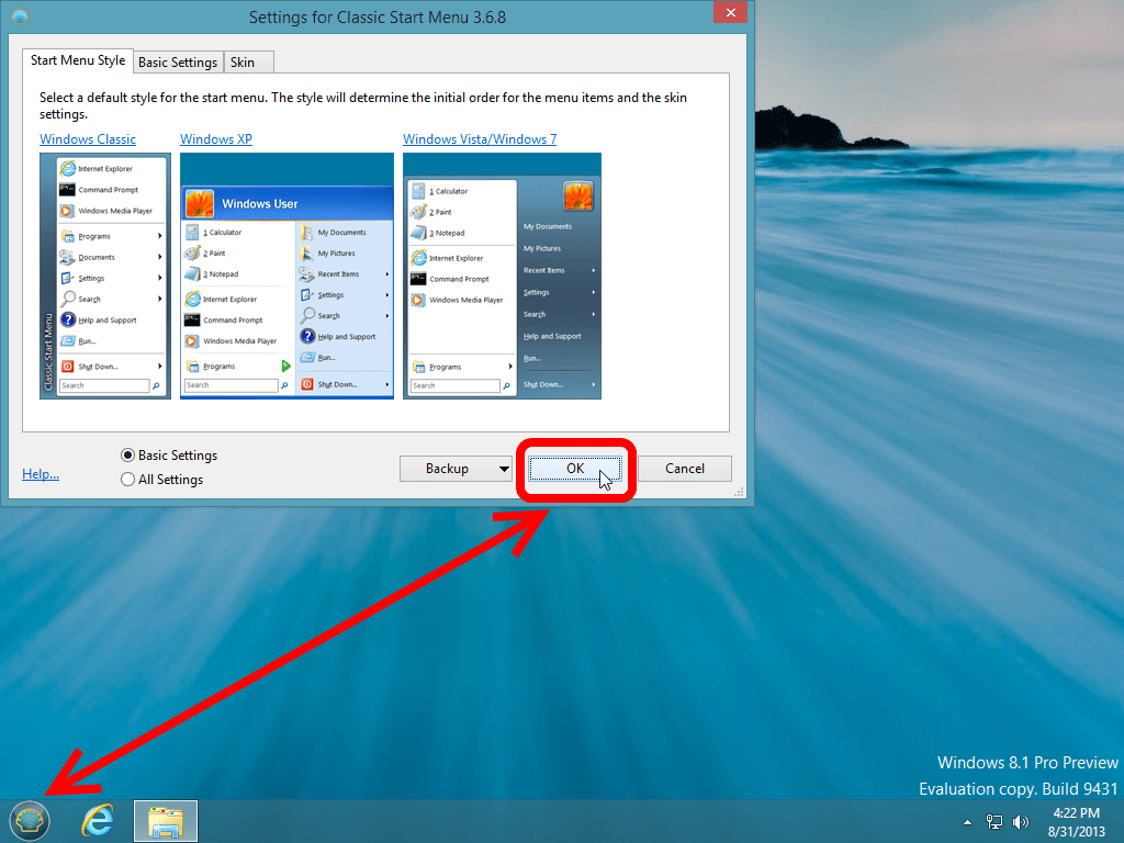 How To Return Start Button In Windows 8.1 Using Classic Shell Windows