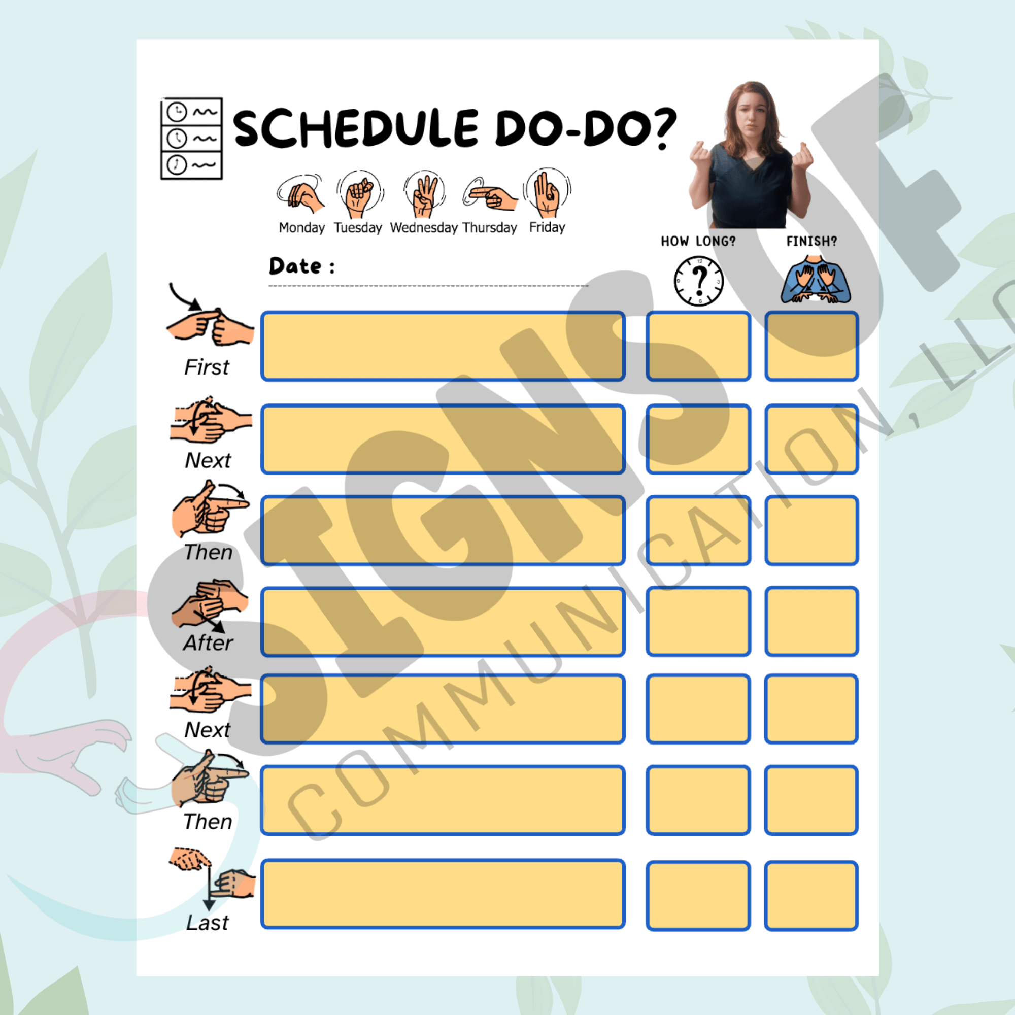 American Sign Language ASL Visual Schedule Behavior Analyst Resource Center
