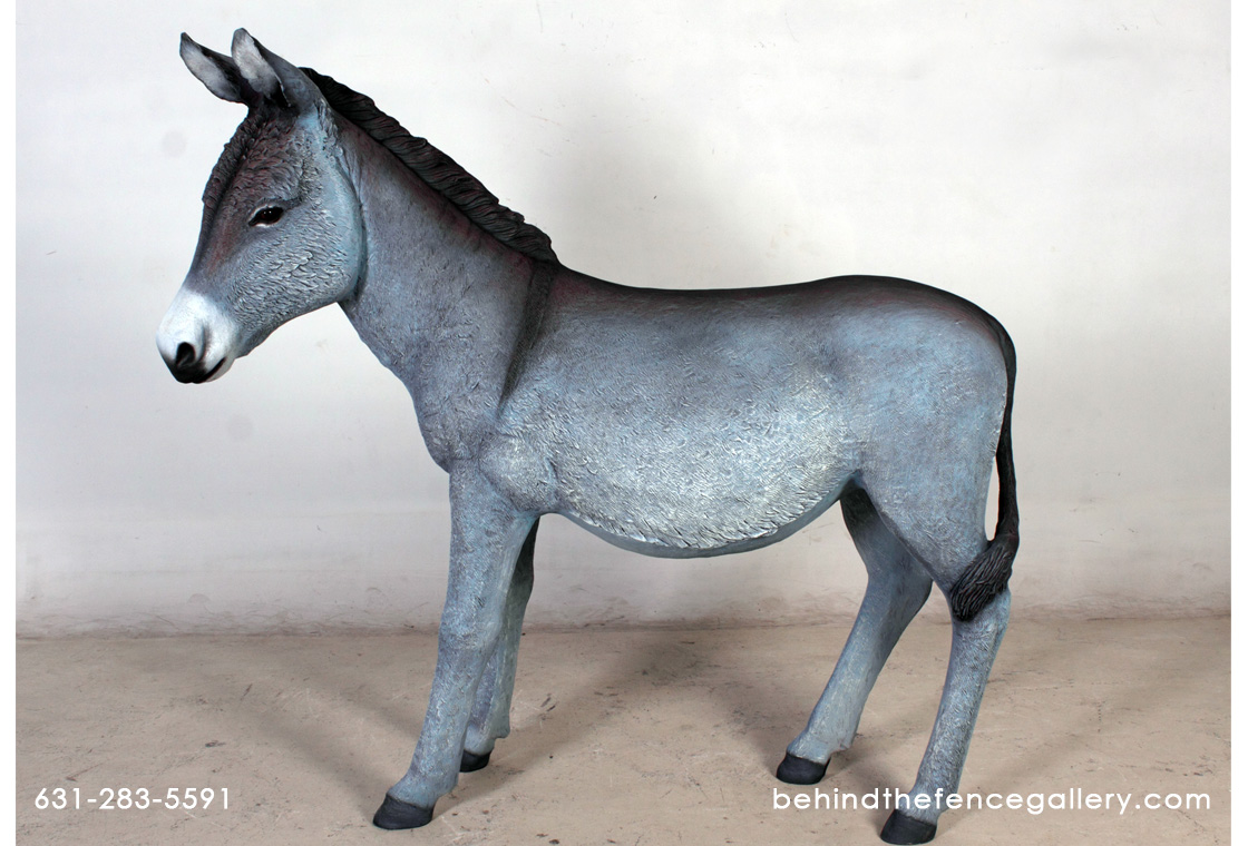Farm Prop Grey Donkey Life Size Fiberglass Resin Statue Gray Donkey