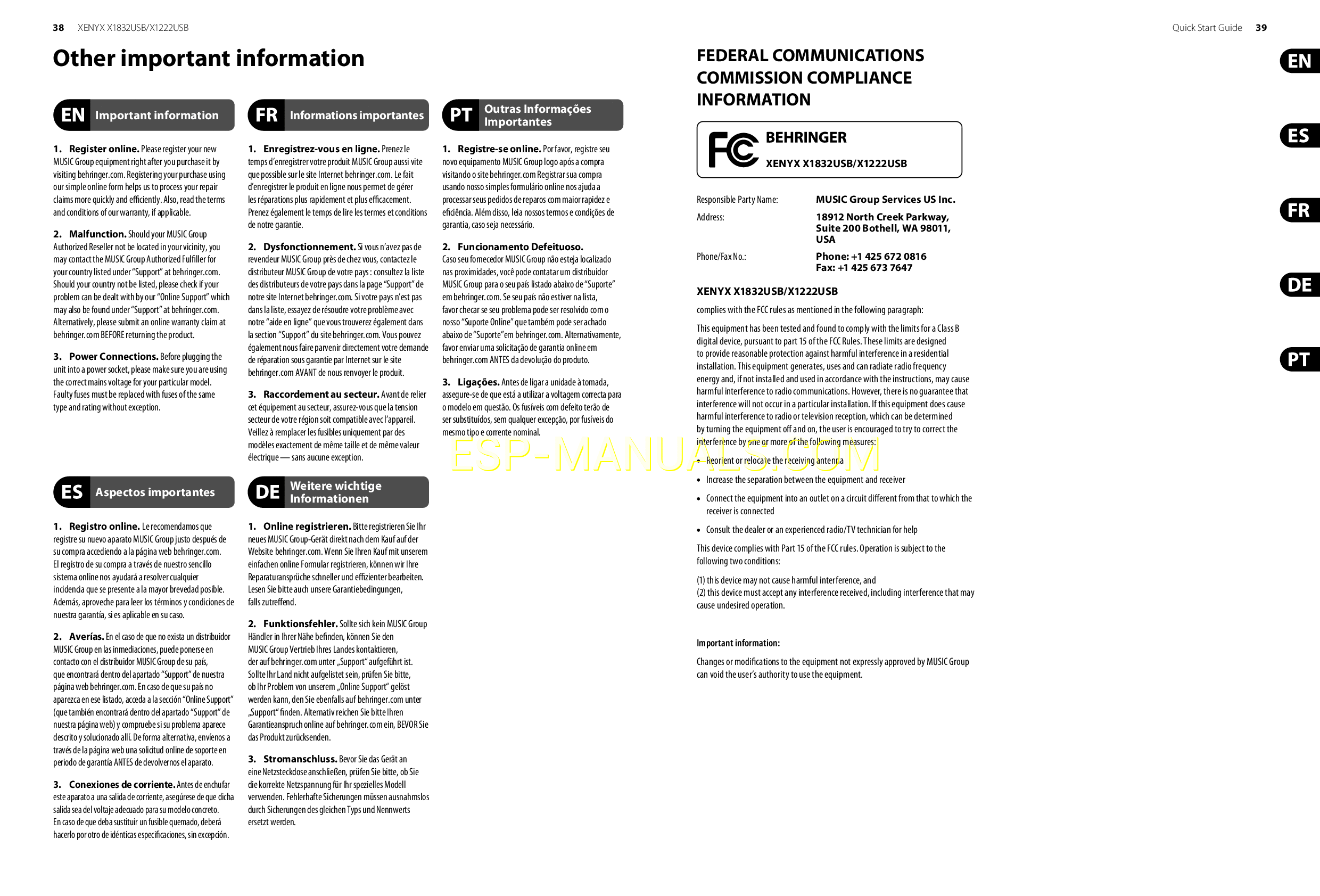 User manual Behringer Xenyx X1622USB (English 21 pages)