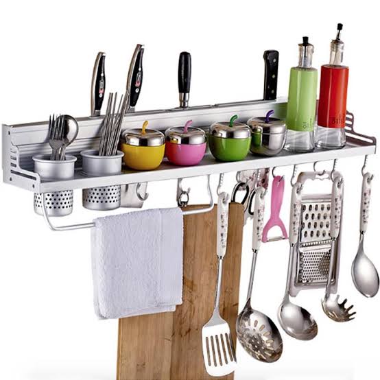 Kitchen Utensils Wall Mount Rack Silver Beihasara