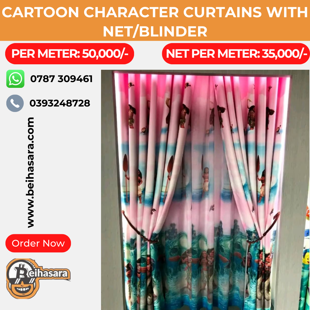 Cartoon character curtains with net/blinder Per meter Beihasara